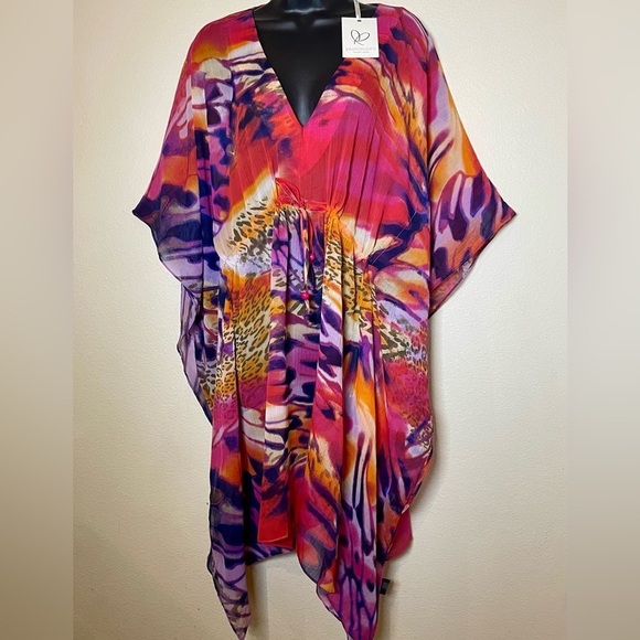 NEW Pia Rossini Vibrant Colors Paradiso swim & Beach Kaftan Cover Up. - Picture 1 of 6